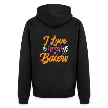 J’adore les boxeurs - Veste à capuche bio Premium Unisexe - noir - Dos - Nico (187cm)