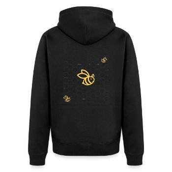 Bienen - Unisex Premium Bio Zip Hoodie - Schwarz - Hinten - Nico (187cm)