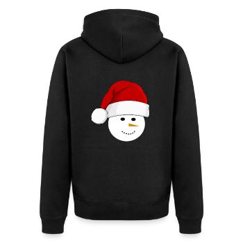 Schneemann mit Weihnachtsmütze - Unisex Premium Bio Zip Hoodie - Schwarz - Hinten - Nico (187cm)