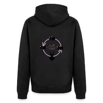 Katzen-Routine - Unisex Premium Bio Zip Hoodie - Schwarz - Hinten - Nico (187cm)