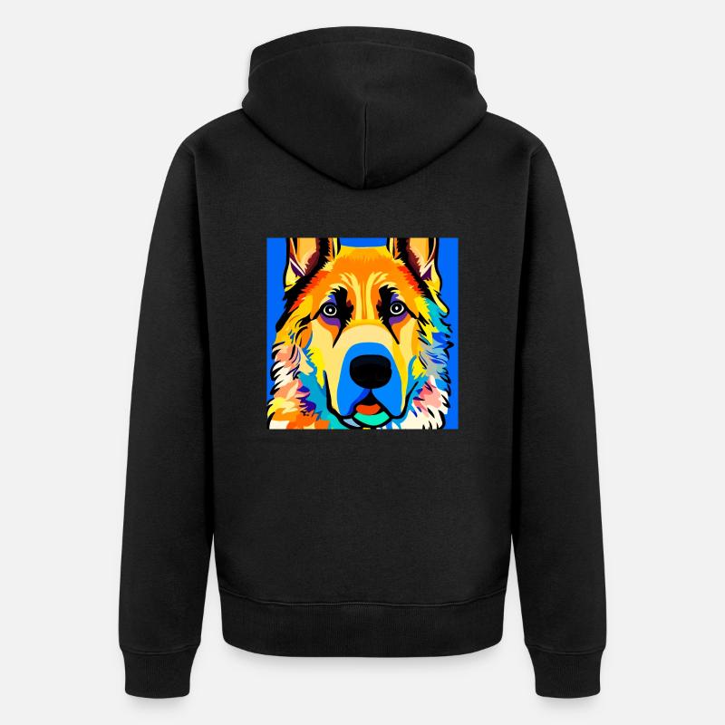 Deutscher Schäferhund, digitale Malerei, - Unisex Premium Bio Zip Hoodie - Schwarz