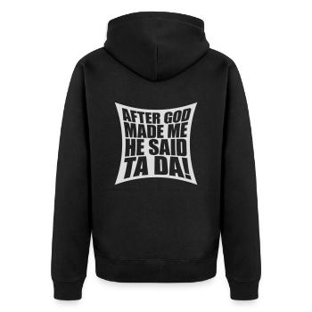 Après que Dieu m’ait fait - Veste à capuche bio Premium Unisexe - noir - Dos - Nico (187cm)