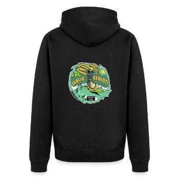 Sun, beach and axolotl - Unisex Premium Organic Zip Hoodie - black - Back - Nico (187cm)