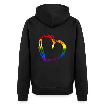 LGBTQ Pride Flag LOVE Lesbian heart - Unisex Premium Organic Zip Hoodie - black - Back - Nico (187cm)