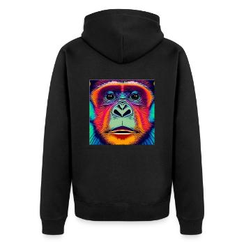Illustration d’un portrait de chimpanzé - Veste à capuche bio Premium Unisexe - noir - Dos - Nico (187cm)