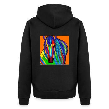 Colorful illustration of a horse - Unisex Premium Organic Zip Hoodie - black - Back - Nico (187cm)