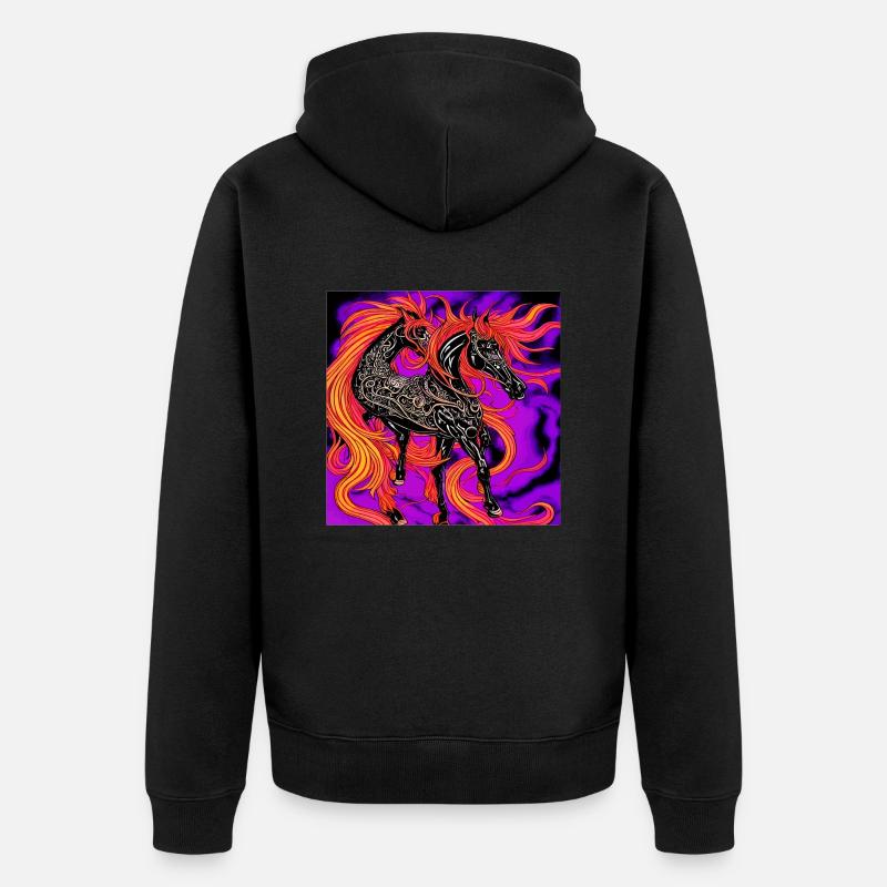 Illustration abstraite d’un cheval - Veste à capuche bio Premium Unisexe - noir