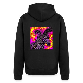 Abstrakte Darstellung eines Pferdes - Unisex Premium Bio Zip Hoodie - Schwarz - Hinten - Nico (187cm)