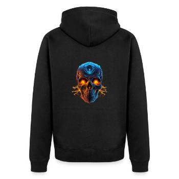 Skull with flaming eyes - Unisex Premium Organic Zip Hoodie - black - Back - Nico (187cm)