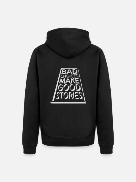 bad decisions great stories - Unisex Premium Organic Zip Hoodie - black