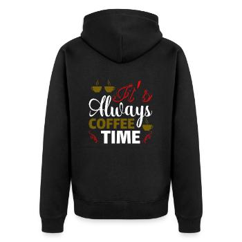 It's always Coffee Time - Unisex Premium Organic Zip Hoodie - black - Back - Nico (187cm)
