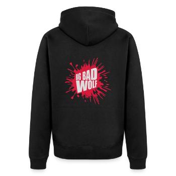 big bad wolf quote - Unisex Premium Organic Zip Hoodie - black - Back - Nico (187cm)
