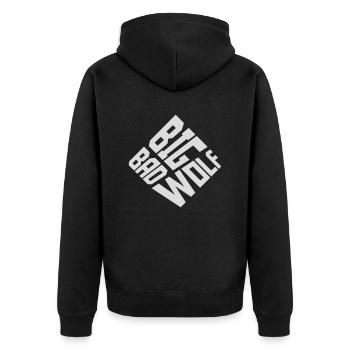 big bad wolf quote - Unisex Premium Organic Zip Hoodie - black - Back - Nico (187cm)