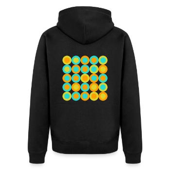 geometric pattern - Unisex Premium Bio Zip Hoodie - Schwarz - Hinten - Nico (187cm)