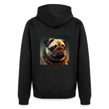 Mops - Unisex Premium Bio Zip Hoodie - Schwarz - Hinten - Nico (187cm)