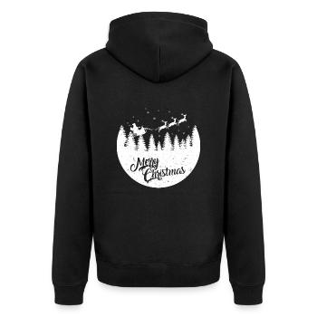 Frohe Weihnachten Schlitten Design des Weihnachtsmanns - Unisex Premium Bio Zip Hoodie - Schwarz - Hinten - Nico (187cm)