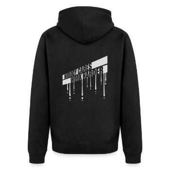 nobody cares work harder - Unisex Premium Organic Zip Hoodie - black - Back - Nico (187cm)