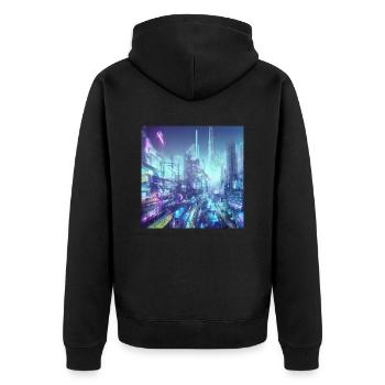 Sci Fi City - Unisex Premium Organic Zip Hoodie - black - Back - Nico (187cm)