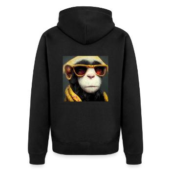 Affe mit Sonnenbrille - Unisex Premium Bio Zip Hoodie - Schwarz - Hinten - Nico (187cm)