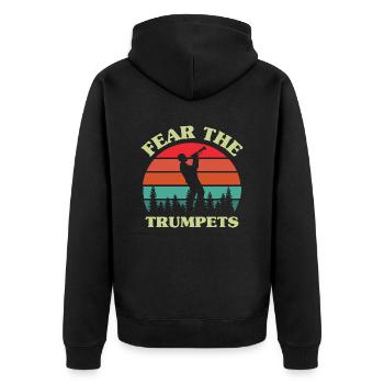 Fear The Trumpets - Unisex Premium Bio Zip Hoodie - Schwarz - Hinten - Nico (187cm)