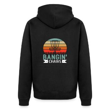 Bangin Chains Vintage Retro - Unisex Premium Bio Zip Hoodie - Schwarz - Hinten - Nico (187cm)