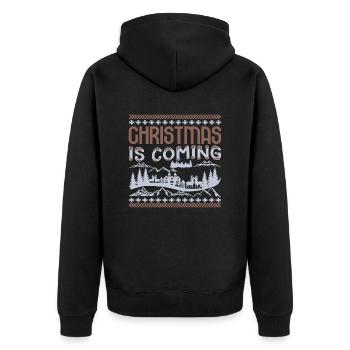 Christmas is Coming - Unisex Premium Organic Zip Hoodie - black - Back - Nico (187cm)