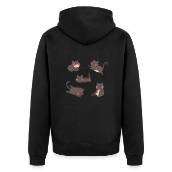 Schwarze Katzen-Crew - Unisex Premium Bio Zip Hoodie - Schwarz - Hinten - Nico (187cm)