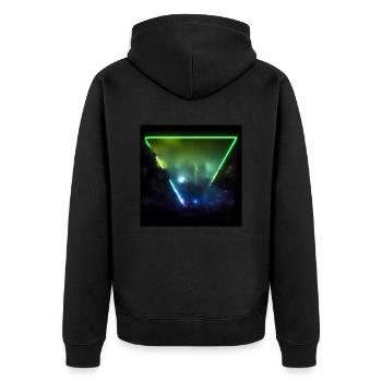 Triangle dystopian cityscape of futuristic tokio - Unisex Premium Organic Zip Hoodie - black - Back - Nico (187cm)
