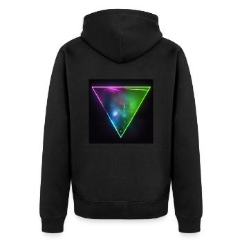 Triangle cityscape Tokio neon lights at night - Unisex Premium Bio Zip Hoodie - Schwarz - Hinten - Nico (187cm)