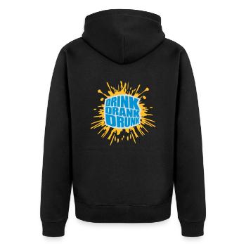 drink drank drunk Zitat - Unisex Premium Bio Zip Hoodie - Schwarz - Hinten - Nico (187cm)