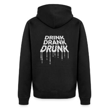 drink drank drunk Zitat - Unisex Premium Bio Zip Hoodie - Schwarz - Hinten - Nico (187cm)