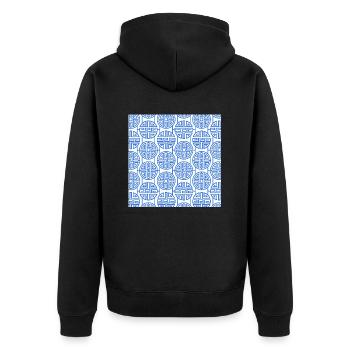 Chinesisches Muster - Unisex Premium Bio Zip Hoodie - Schwarz - Hinten - Nico (187cm)