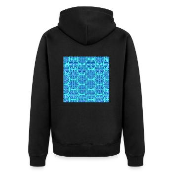 Chinesisches Muster - Unisex Premium Bio Zip Hoodie - Schwarz - Hinten - Nico (187cm)