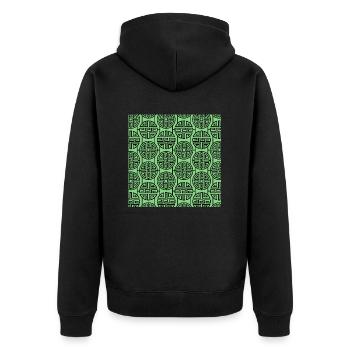 Chinesisches Muster - Unisex Premium Bio Zip Hoodie - Schwarz - Hinten - Nico (187cm)