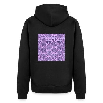 Chinesisches Muster - Unisex Premium Bio Zip Hoodie - Schwarz - Hinten - Nico (187cm)
