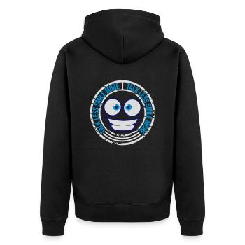 talk less smile more - Unisex Premium Organic Zip Hoodie - black - Back - Nico (187cm)