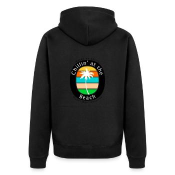Chillin' at the Beach – Retro vibes with palm powe - Unisex Premium Organic Zip Hoodie - black - Back - Nico (187cm)
