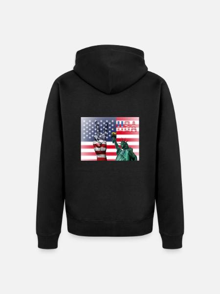 USA, Freiheitsstatue - Unisex Premium Bio Zip Hoodie - Schwarz
