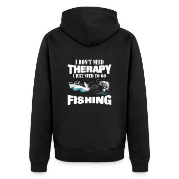 Fishing is my therapy fishing angler shirt - Unisex Premium Organic Zip Hoodie - black - Back - Nico (187cm)