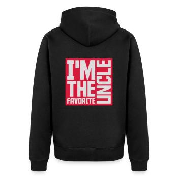 im the favorite uncle - Unisex Premium Bio Zip Hoodie - Schwarz - Hinten - Nico (187cm)