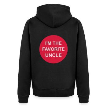 im the favorite uncle - Unisex Premium Bio Zip Hoodie - Schwarz - Hinten - Nico (187cm)
