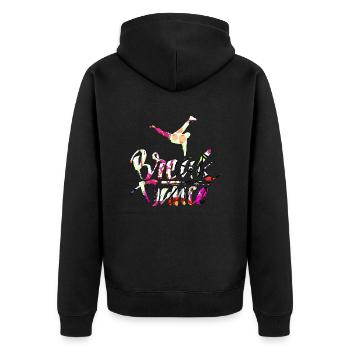 Heavy Metal Rock Musik Hip Hop Breakdance Pop Danz - Unisex Premium Bio Zip Hoodie - Schwarz - Hinten - Nico (187cm)