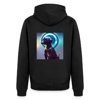The Universe Dog - Unisex Premium Organic Zip Hoodie - black - Back - Nico (187cm)
