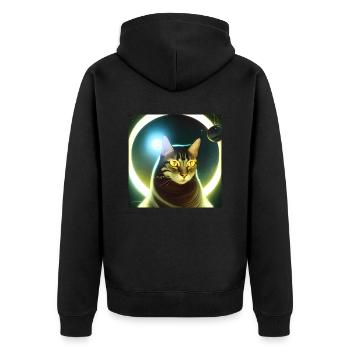 The Universe Cat - Unisex Premium Organic Zip Hoodie - black - Back - Nico (187cm)