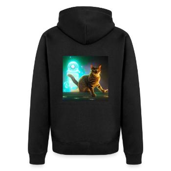 The Universe Cat - Unisex Premium Organic Zip Hoodie - black - Back - Nico (187cm)