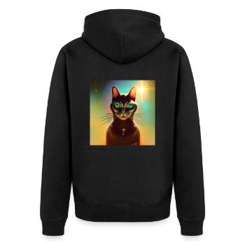 The Universe Cat - Unisex Premium Organic Zip Hoodie - black - Back - Nico (187cm)