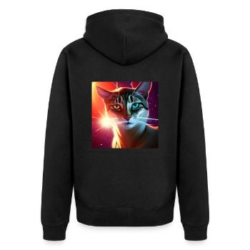 The Universe Cat - Unisex Premium Organic Zip Hoodie - black - Back - Nico (187cm)