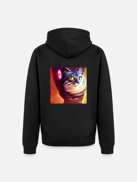 The Universe Cat - Unisex Premium Organic Zip Hoodie - black