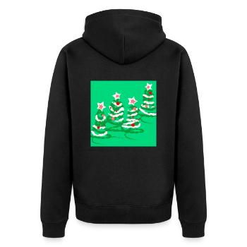 Weihnachtsbäume - Unisex Premium Bio Zip Hoodie - Schwarz - Hinten - Nico (187cm)