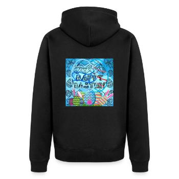 Frohe Weihnachten, Weihnachten - Unisex Premium Bio Zip Hoodie - Schwarz - Hinten - Nico (187cm)